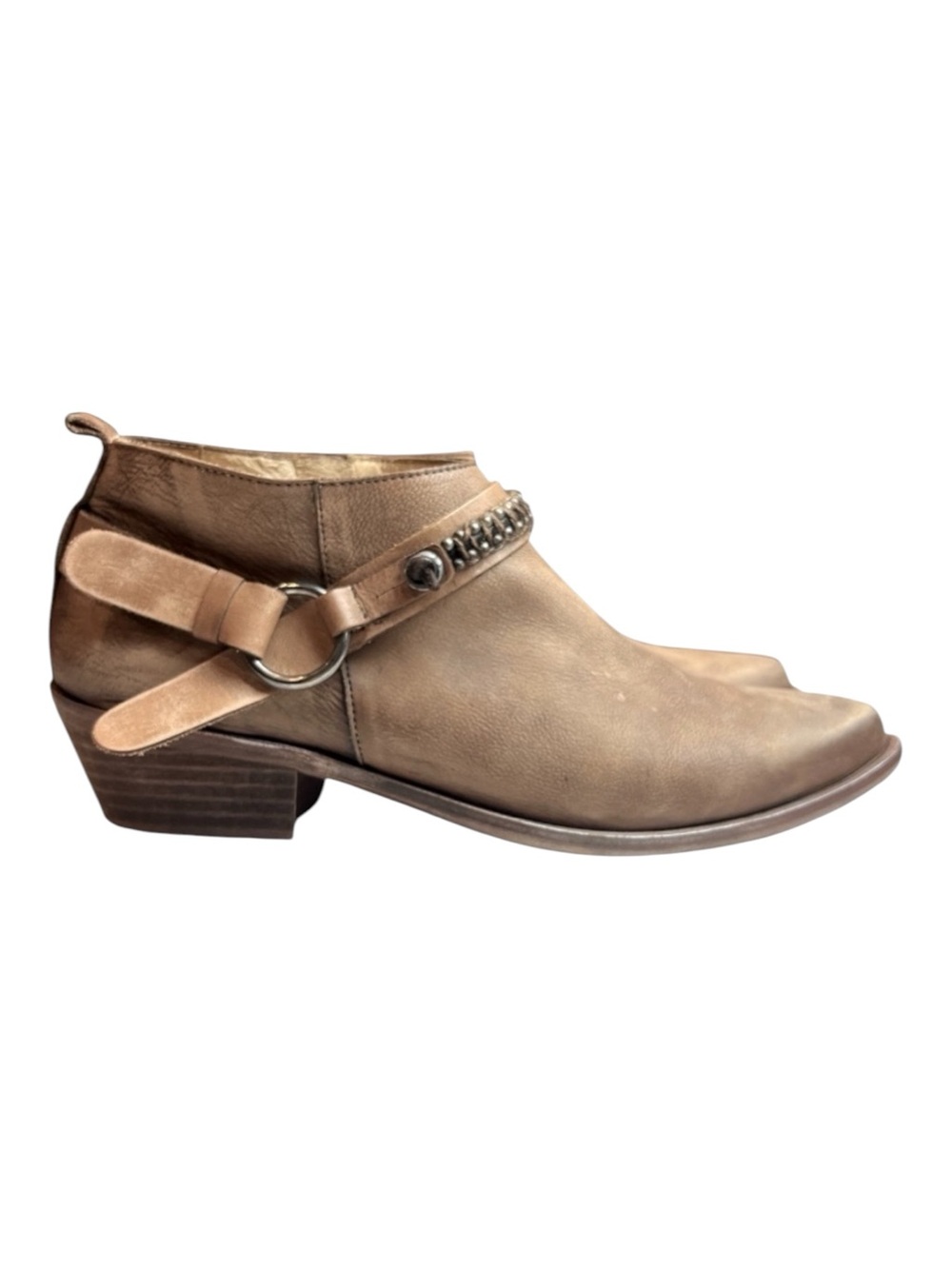 Corral Matisse Distressed Prescott Ankle Leather Western Snip Toe Tan Bootie 10